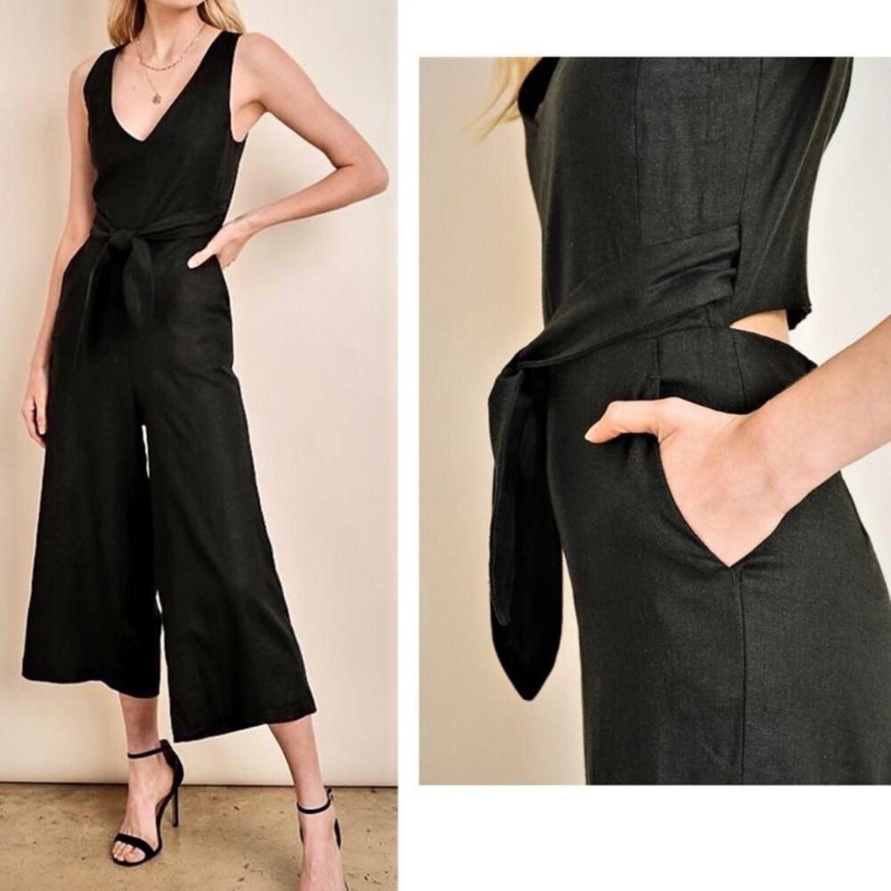 Reset By Jane Linen Blend Cropped Jumpsuit